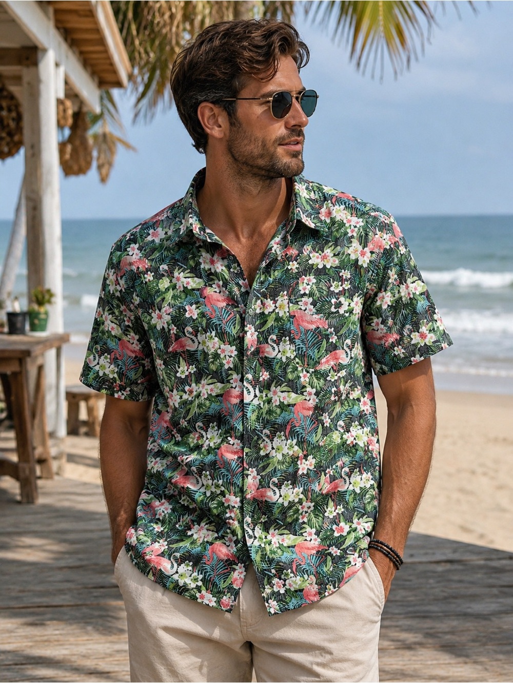 Visive Flamingo Tropical Button-Up Shirt Men’s XL | 100% Cotton